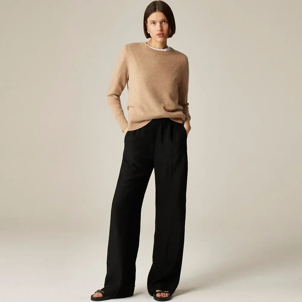 J. Crew Women's Cashmere Classic-Fit Crewneck Sweater Heather Camel Size XS NWT